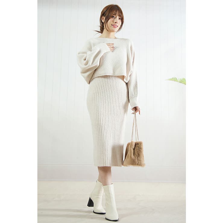 レディースドルマンスリーブトップス セットアップ 厚手ストレッチニットワンピース | Tannsu Dance | 詳細画像3 