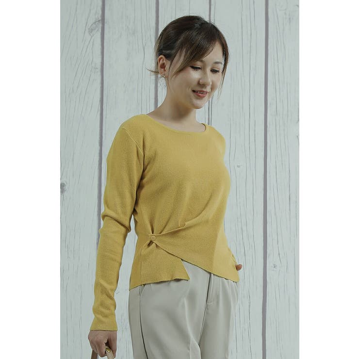 裾側デザインニットレディースプルーオーバー秋冬春ストレッチトップスセーター | Tannsu Dance | 詳細画像9 