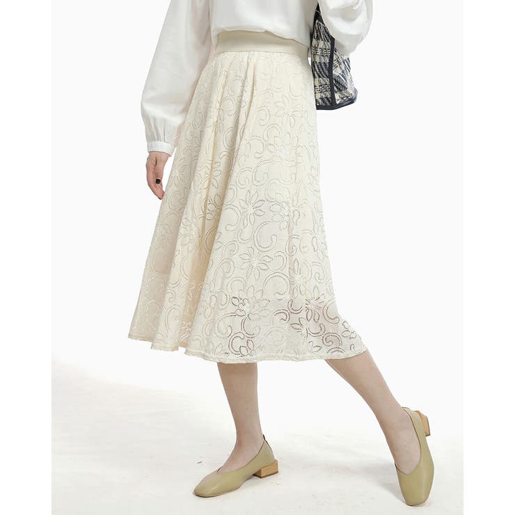 透け柄ミモレ丈フレアースカート 裏地付 | Tannsu Dance | 詳細画像4 