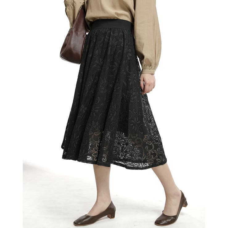 透け柄ミモレ丈フレアースカート 裏地付 | Tannsu Dance | 詳細画像2 