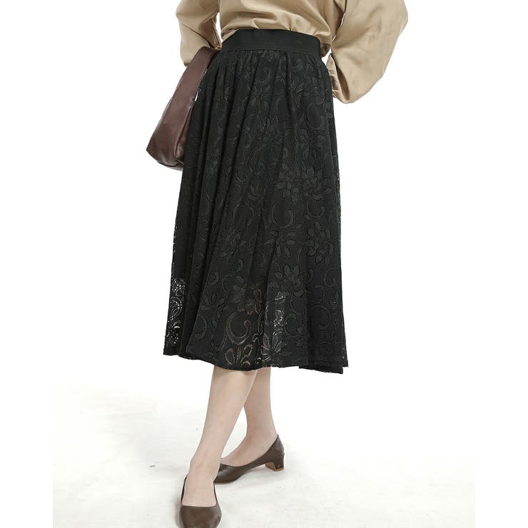 透け柄ミモレ丈フレアースカート 裏地付 | Tannsu Dance | 詳細画像8 