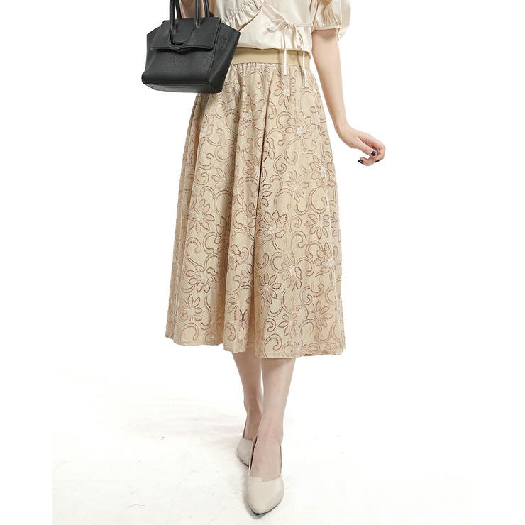 透け柄ミモレ丈フレアースカート 裏地付 | Tannsu Dance | 詳細画像6 