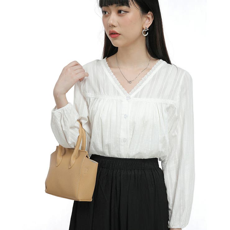 レディース レース使いVネックレース前開き長袖ブラウス | Tannsu Dance | 詳細画像6 