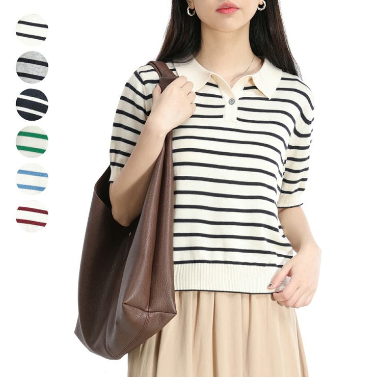 ボーダートップス 半袖 ポロシャツ | Tannsu Dance | 詳細画像1 