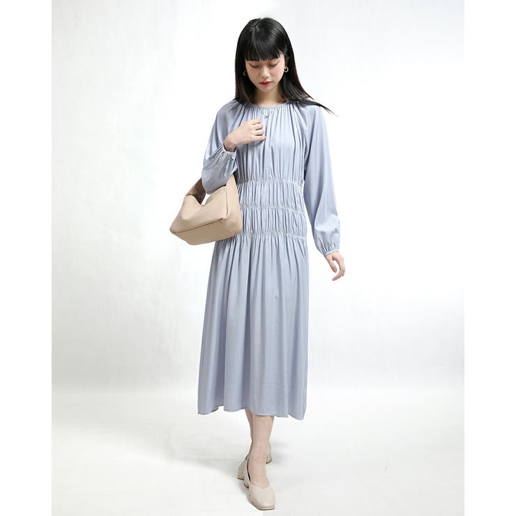 レディースラウンドネックギャザー切り替えコットンワンピース | Tannsu Dance | 詳細画像10 