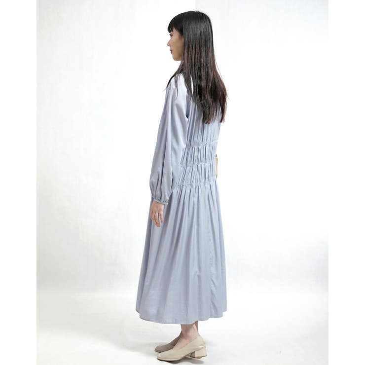 レディースラウンドネックギャザー切り替えコットンワンピース | Tannsu Dance | 詳細画像12 