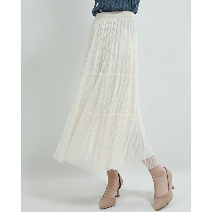 Off Beige | プリーツスカート ミモレ丈 きれいめ | Tannsu Dance