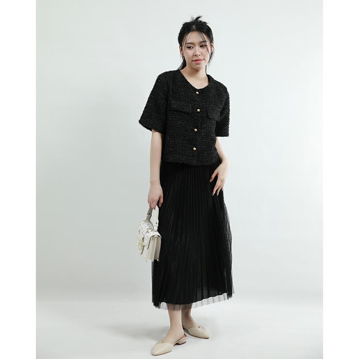 BLACK | ブラウス シャネル風 トップス | Tannsu Dance