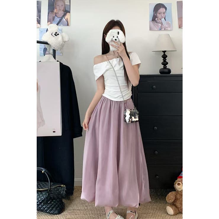 光沢シフォン フレアロングスカート 裏地付き | Tannsu Dance | 詳細画像2 