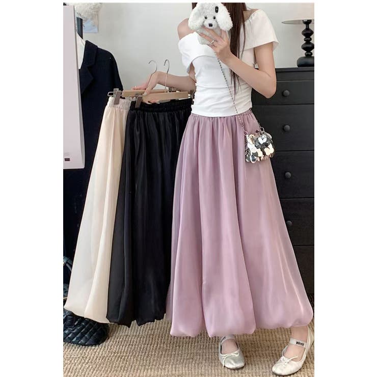 光沢シフォン フレアロングスカート 裏地付き | Tannsu Dance | 詳細画像4 