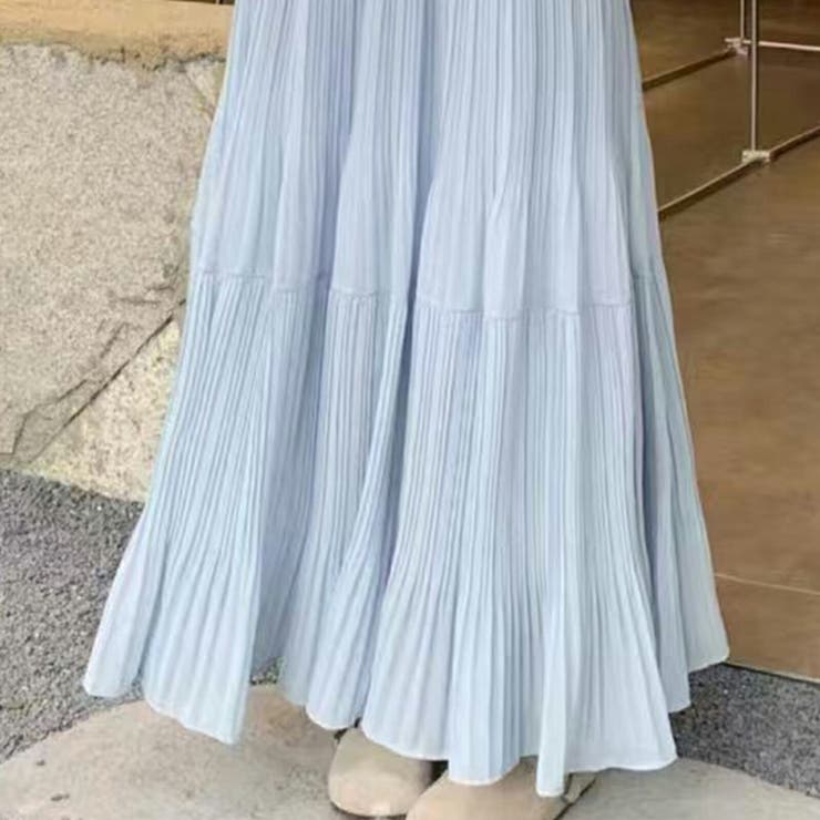 ティアードプリーツシフォンロングスカート ウエストゴム マキシ丈 レディース | Tannsu Dance | 詳細画像8 