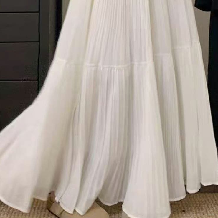 ティアードプリーツシフォンロングスカート ウエストゴム マキシ丈 レディース | Tannsu Dance | 詳細画像9 