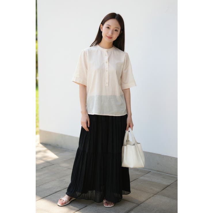 ティアードプリーツシフォンロングスカート ウエストゴム マキシ丈 レディース | Tannsu Dance | 詳細画像14 