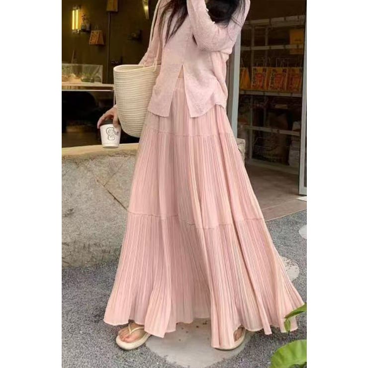 ティアードプリーツシフォンロングスカート ウエストゴム マキシ丈 レディース | Tannsu Dance | 詳細画像3 