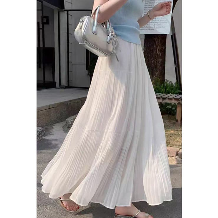 ティアードプリーツシフォンロングスカート ウエストゴム マキシ丈 レディース | Tannsu Dance | 詳細画像5 