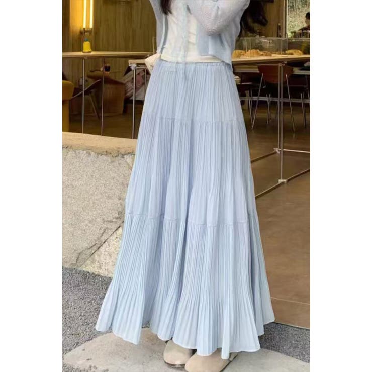 ティアードプリーツシフォンロングスカート ウエストゴム マキシ丈 レディース | Tannsu Dance | 詳細画像7 