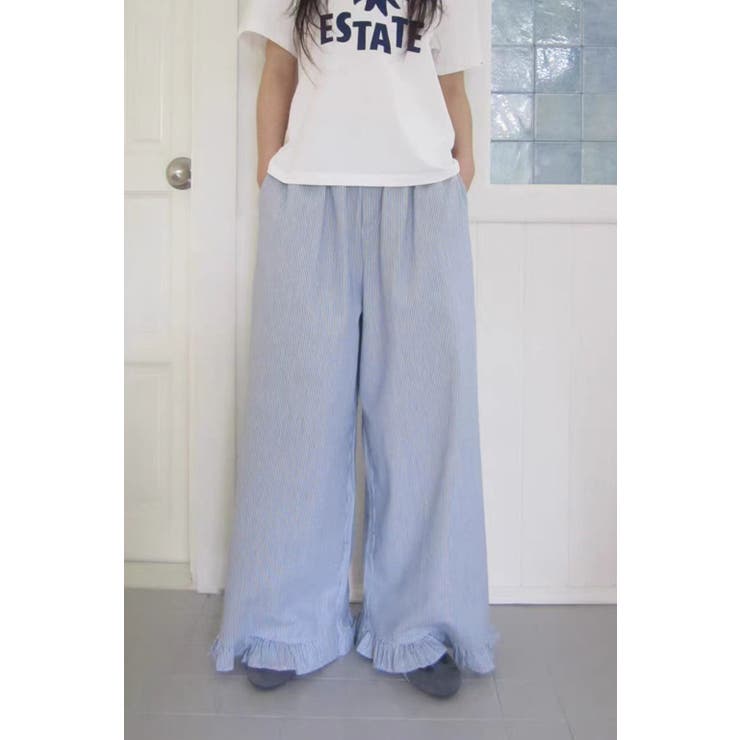 フリル裾 ストライプ ワイドパンツ | Tannsu Dance | 詳細画像6 