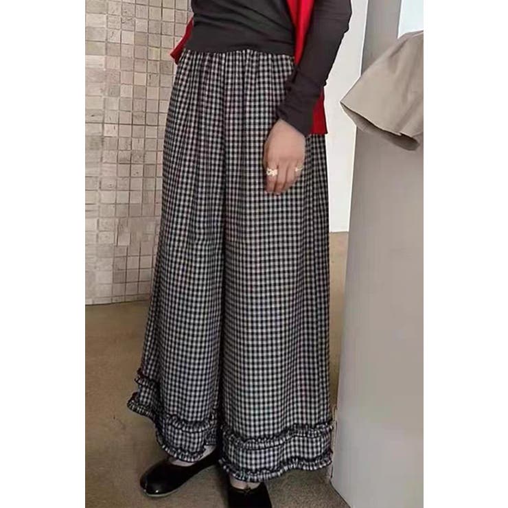 ギンガムチェック ワイドパンツ フリル裾 | Tannsu Dance | 詳細画像6 