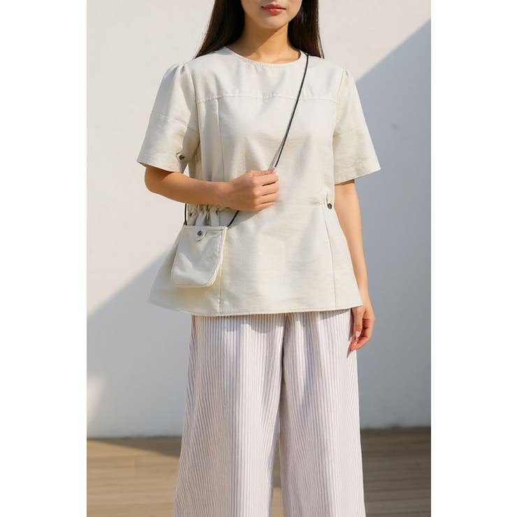 ミニポーチ付き パフスリーブチュニックブラウス レディース 無地 カットソー | Tannsu Dance | 詳細画像8 