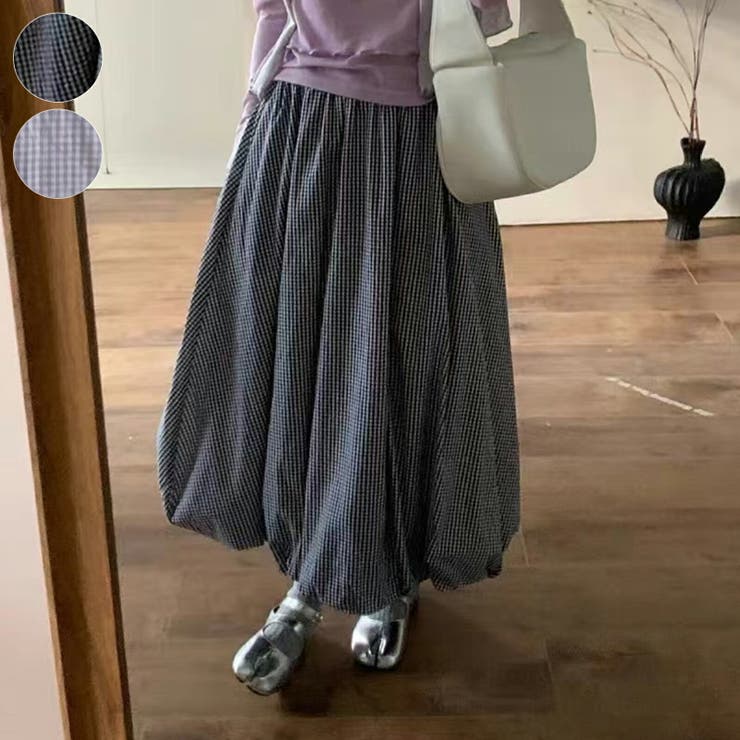 ギンガムチェック バルーンスカート ロング丈 | Tannsu Dance | 詳細画像1 