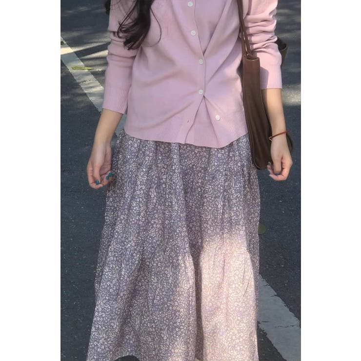 小花柄ティアードロングスカート マキシ丈 裏地付き ウエストゴム レディース | Tannsu Dance | 詳細画像6 