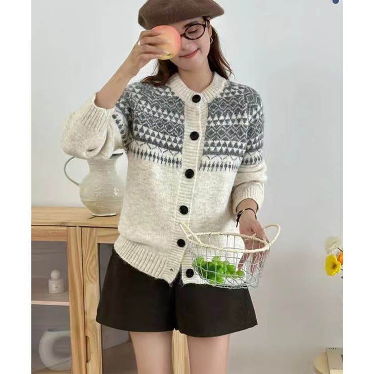 ノルディック柄 ニットカーディガン レディース | Tannsu Dance | 詳細画像2 