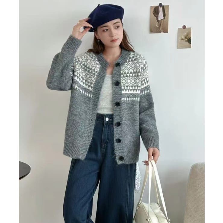 ノルディック柄 ニットカーディガン レディース | Tannsu Dance | 詳細画像5 