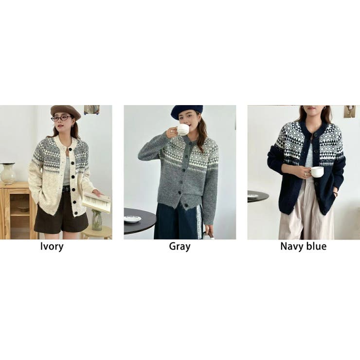 ノルディック柄 ニットカーディガン レディース | Tannsu Dance | 詳細画像10 