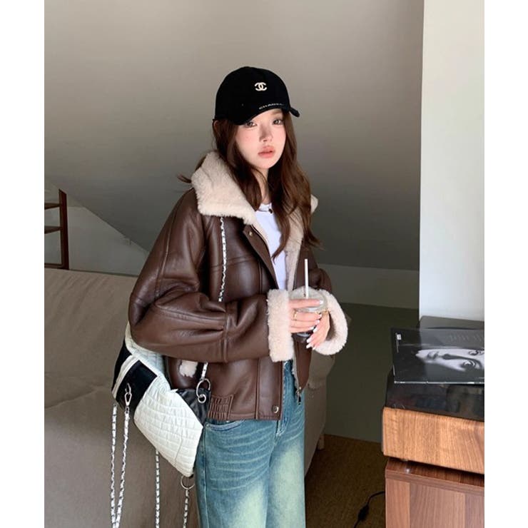 ボア衿 フェイクレザー アビエイタージャケットエコムートンジャケット | Tannsu Dance | 詳細画像5 