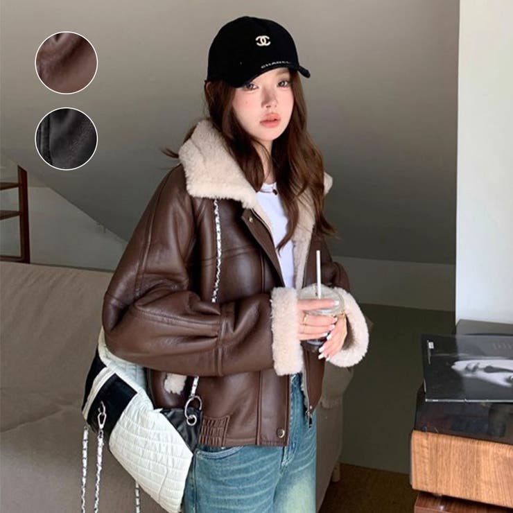 ボア衿 フェイクレザー アビエイタージャケットエコムートンジャケット | Tannsu Dance | 詳細画像1 