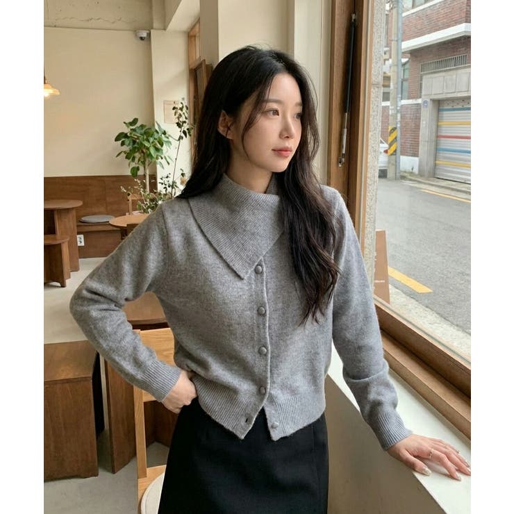 アシンメトリーカラー ニットカーディガン レディース | Tannsu Dance | 詳細画像6 