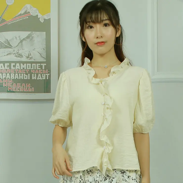 tannat ブラウス　韓国 シャツブラウス 薄手トップス 韓国風[品番：AGCW0005721