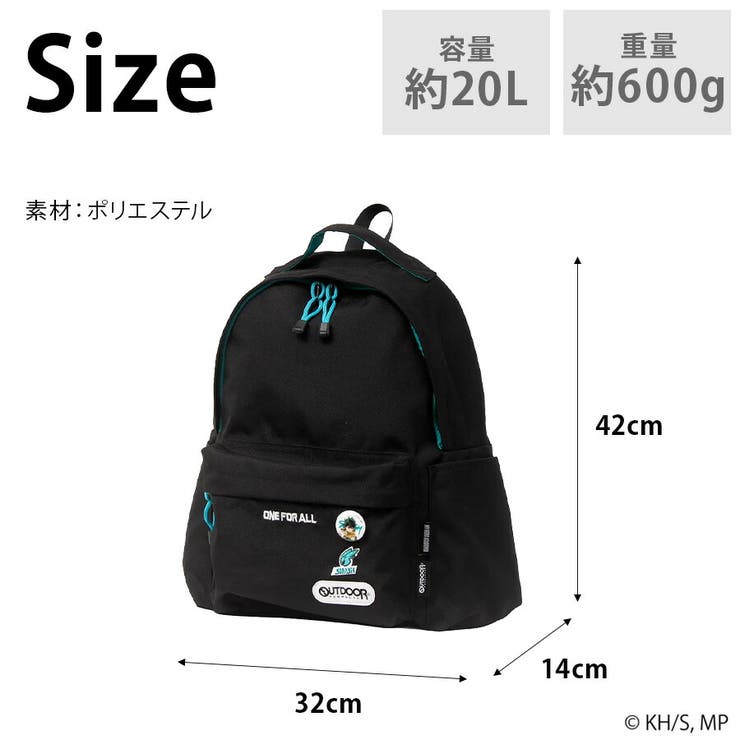 outdoorproducts 僕のヒーローアカデミア 缶バッチ付きバックパック