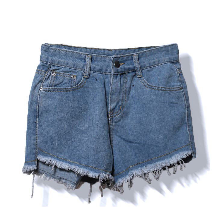 ライトブルー | 裾フリンジデニムショートパンツ ボトムス パンツ | TATHPHILLIA