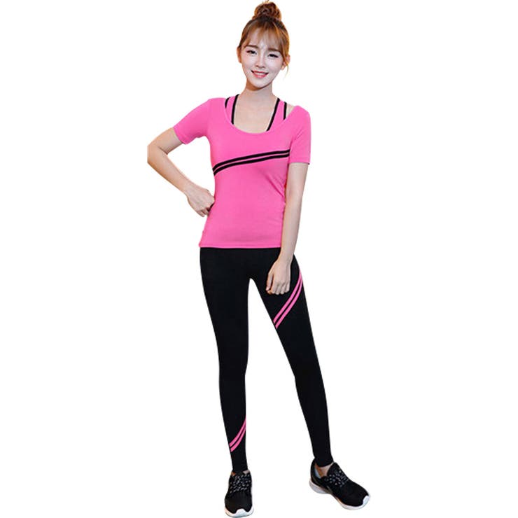 B：ショッキングピンク | フィットネスウェア レディース ヨガウェア | teddyshop