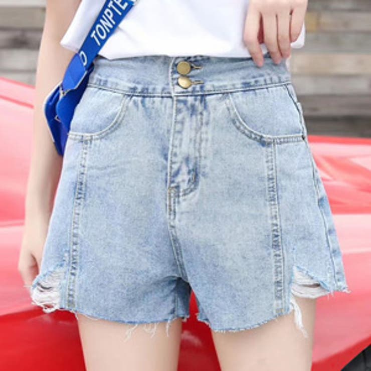 ライトブルー | デニムショートパンツ レディース ハイウエスト | teddyshop