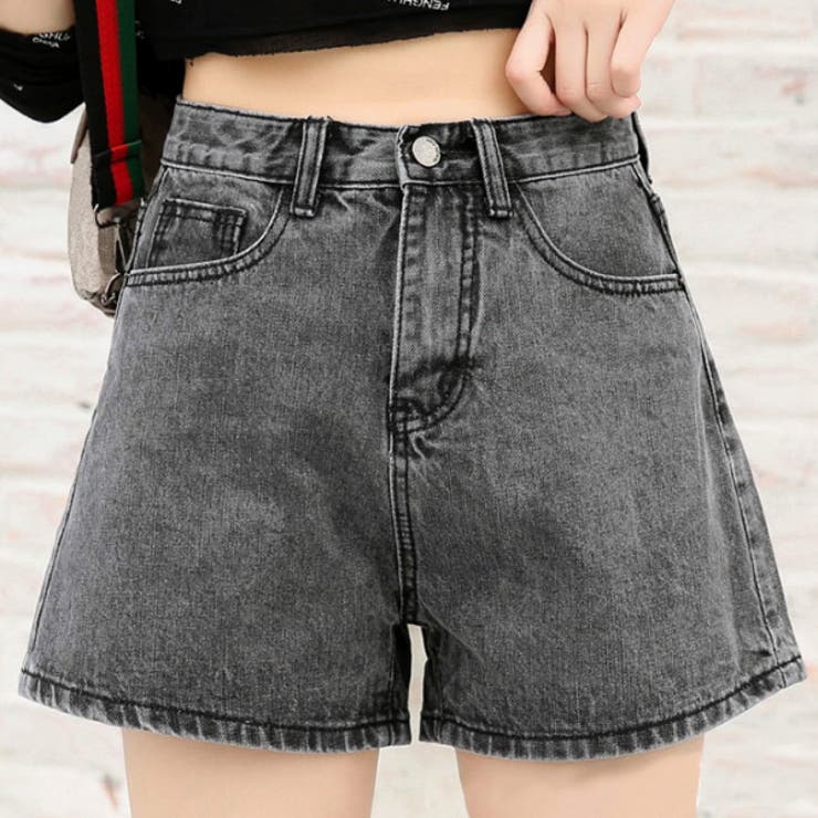 ブラック | デニムショートパンツ ショートデニム ハイウエスト | teddyshop