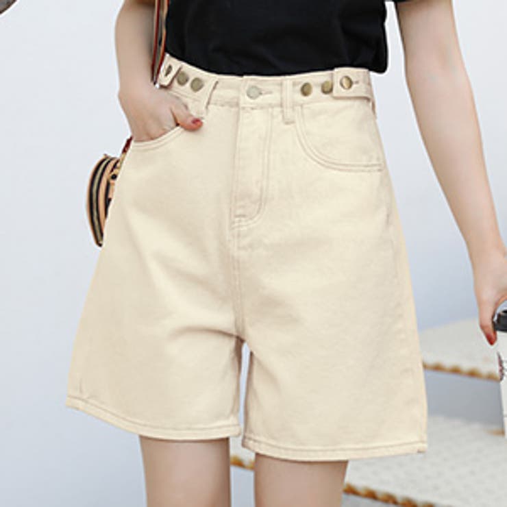 アイボリー | デニムショートパンツ レディース 韓国ファッション | teddyshop