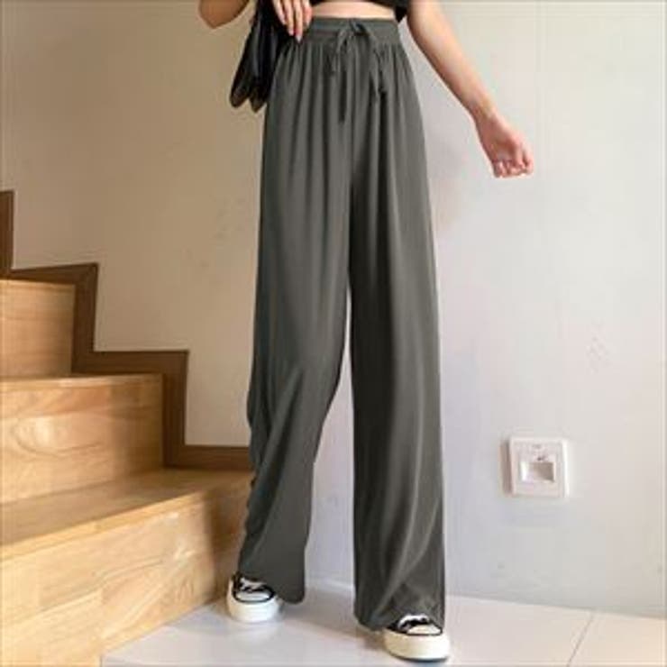 チャコールグレー | ワイドルーズパンツ レディース 秋冬 | teddyshop