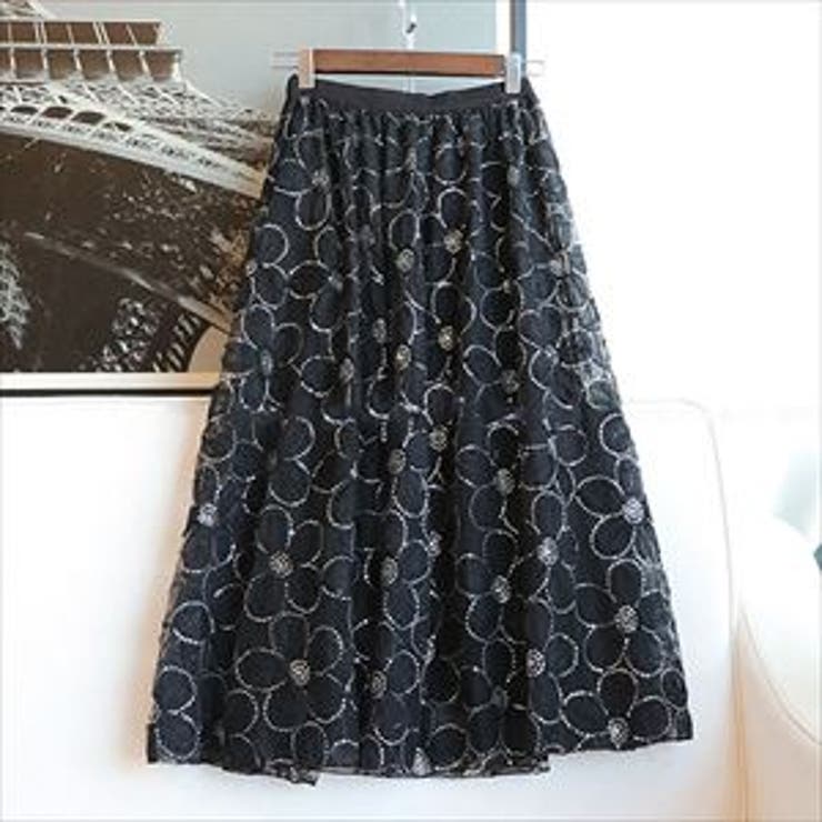 ブラック | フレアスカート ロング ミモレ丈 | teddyshop