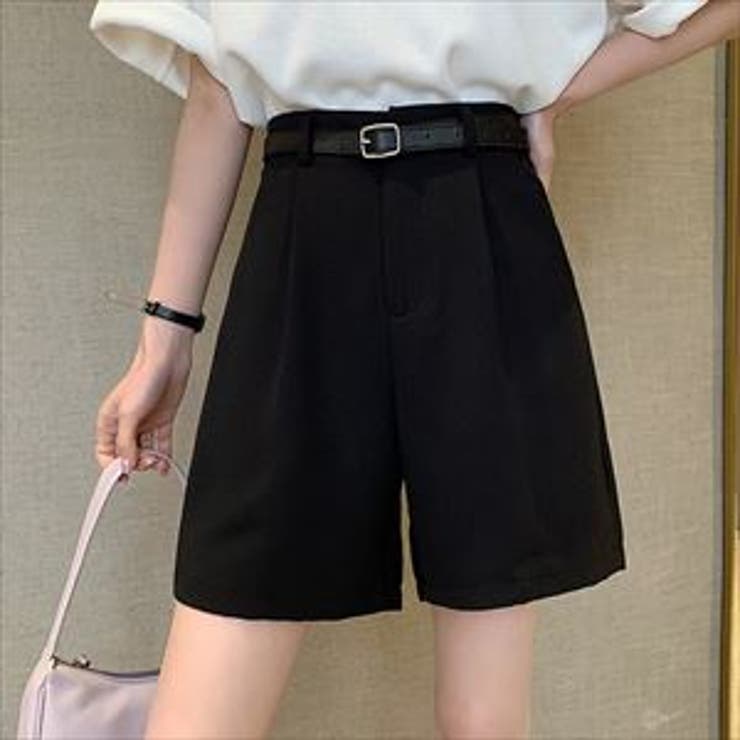 ブラック | ハイウエストショートパンツ レディース 韓国ファッション | teddyshop