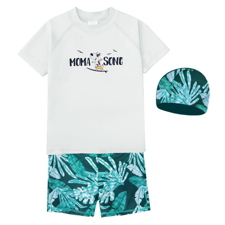 D：ドッグホワイト | キッズ 水着 男の子 | Kids Teddy