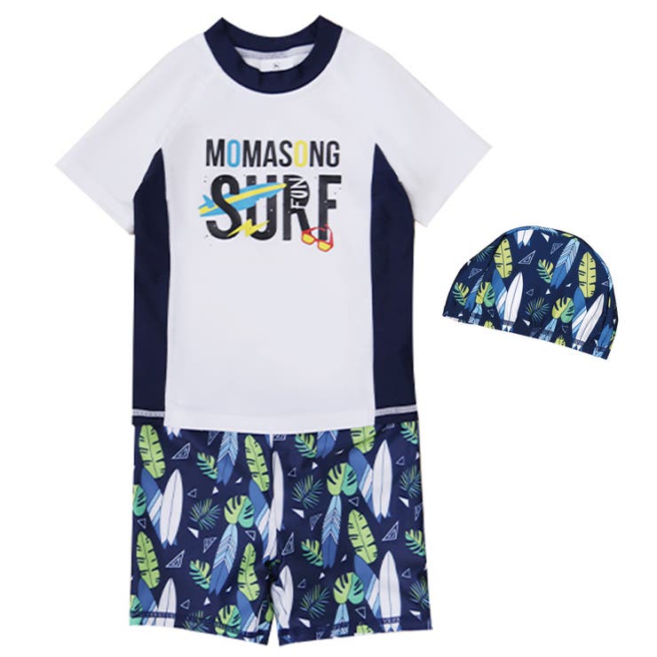 A：サーフィンホワイト | キッズ 水着 男の子 | Kids Teddy