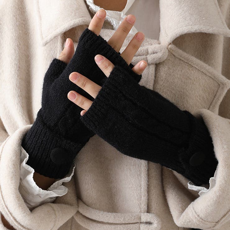 ブラック | フィンガーレス ハンドウォーマー 全7色 | teddyshop