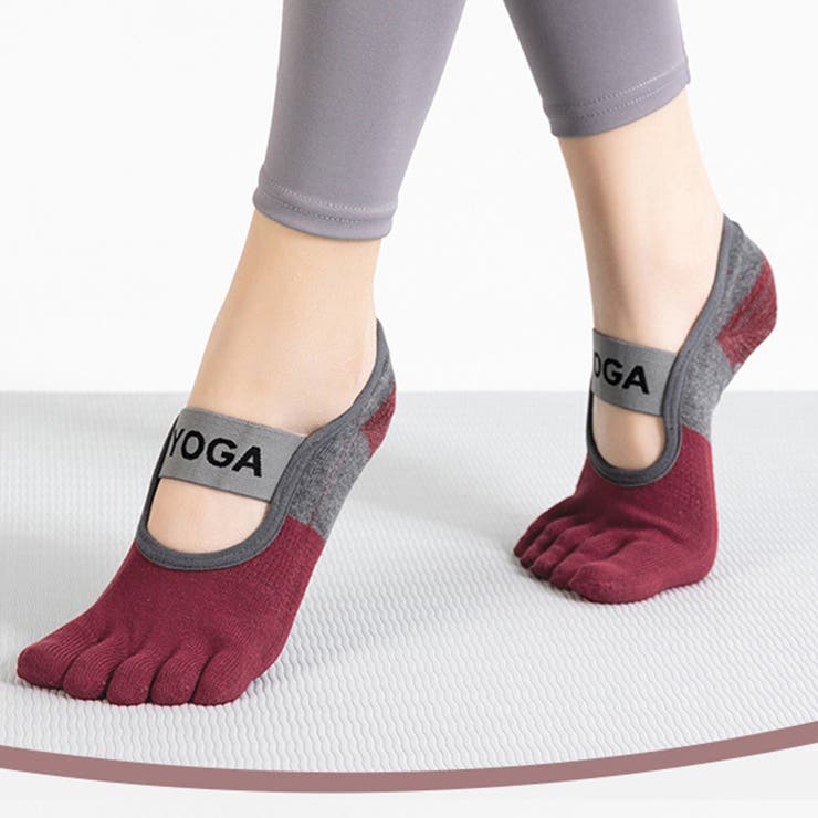 ワイン | ヨガソックス 5本指 滑り止め | teddyshop