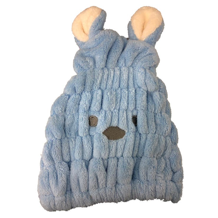 くま：ブルー | ヘアキャップ 吸水 お風呂上がり | teddyshop