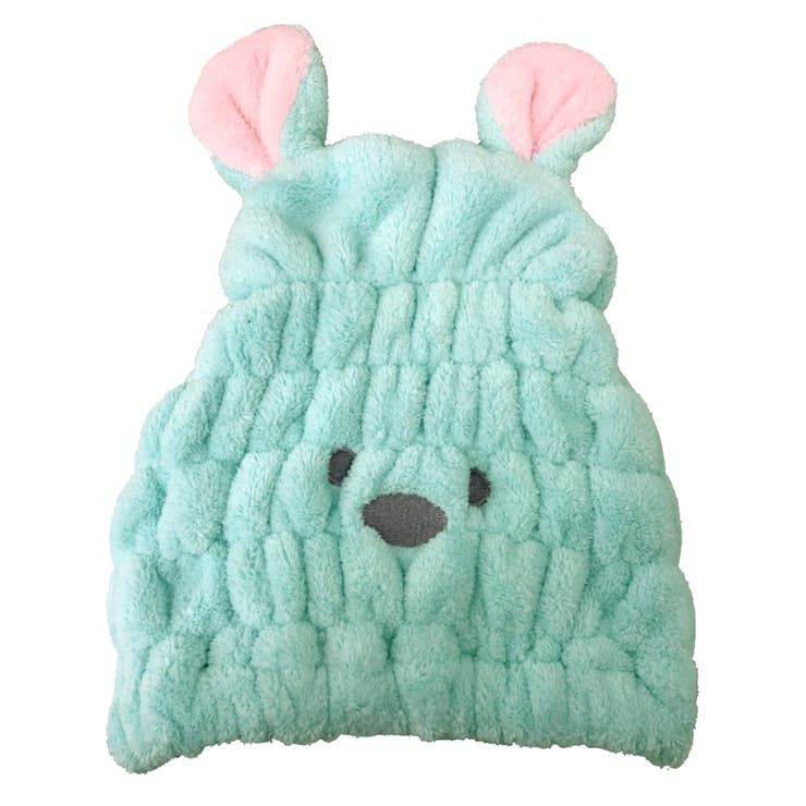 くま：ミント | ヘアキャップ 吸水 お風呂上がり | teddyshop
