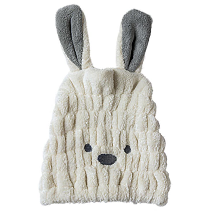 うさぎ：アイボリー | ヘアキャップ 吸水 お風呂上がり | teddyshop
