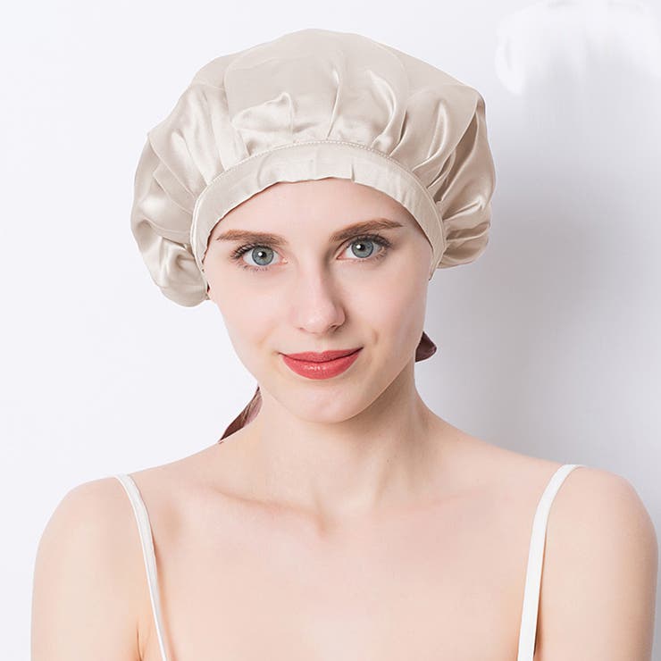 ベージュ | ヘアキャップ ナイトキャップ シルク100% | teddyshop