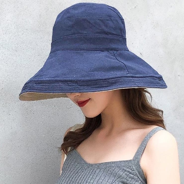 B：ネイビー | バケットハット つば広 紫外線対策 | teddyshop